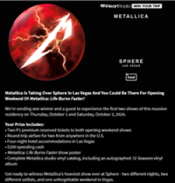 Metallica Las Vegas Sweepstakes prize ilustration